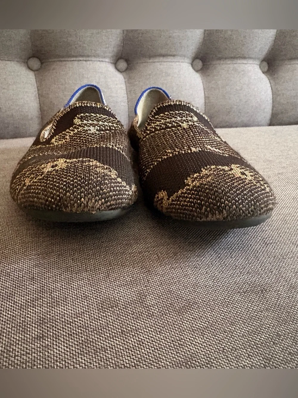 Rothy's Kids Slip-On Shoes in Black and Metallic Gold Size 2